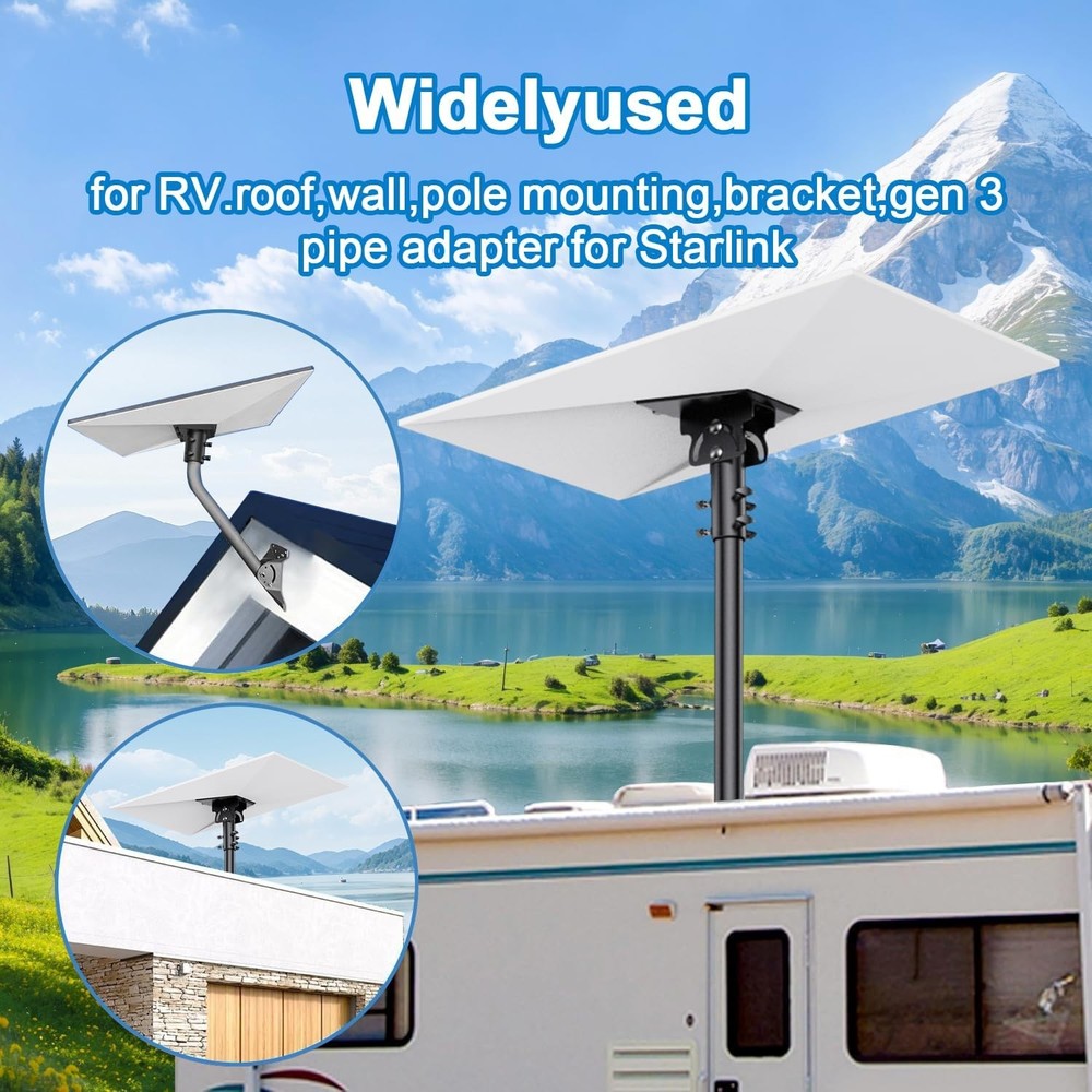 Starlink Gen 3 Pipe Adapter - Pole Mount Adjustable Adapter