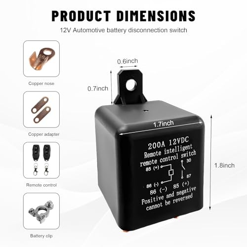 Remote Battery Disconnect Switch, 12V 200A Battery Cut Off Switch with 2