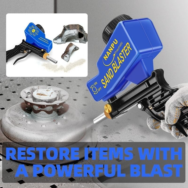 Compact Air Sandblaster Gun for DIY Projects: Paint Stripping and Rust Removal