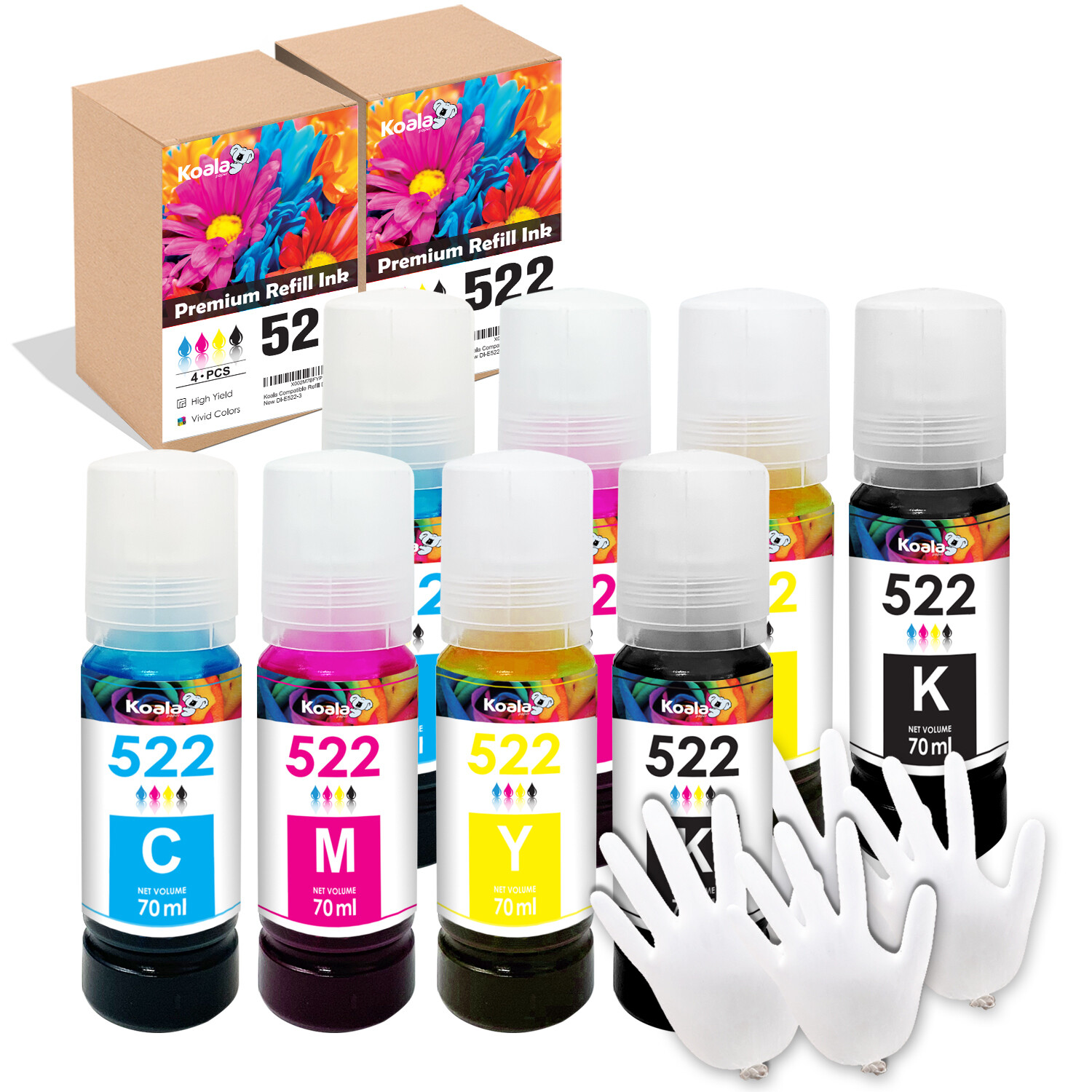 Lot 4-8 PK Koala 522 Ink Compatible Genuine Epson 522 Ink  ET-4700 4800 2720 etc