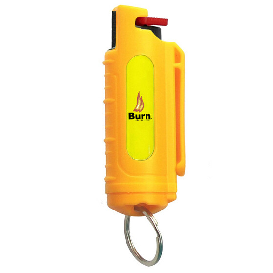 3 PACK BURN Pepper Spray 1/2oz Hard Shell Keychain Safety Lock Case Yellow