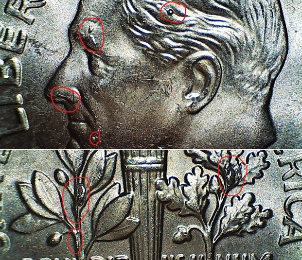 2018 Roosevelt Dime with Numerous Die Chips