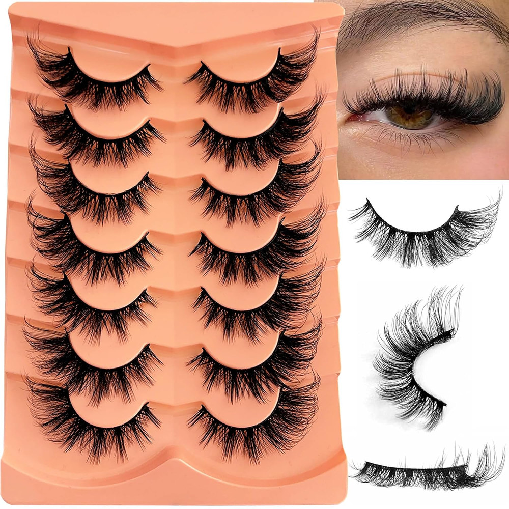 Cat Eye False Eyelashes Wispy Volume Lashes 7 Pairs Pack 9D