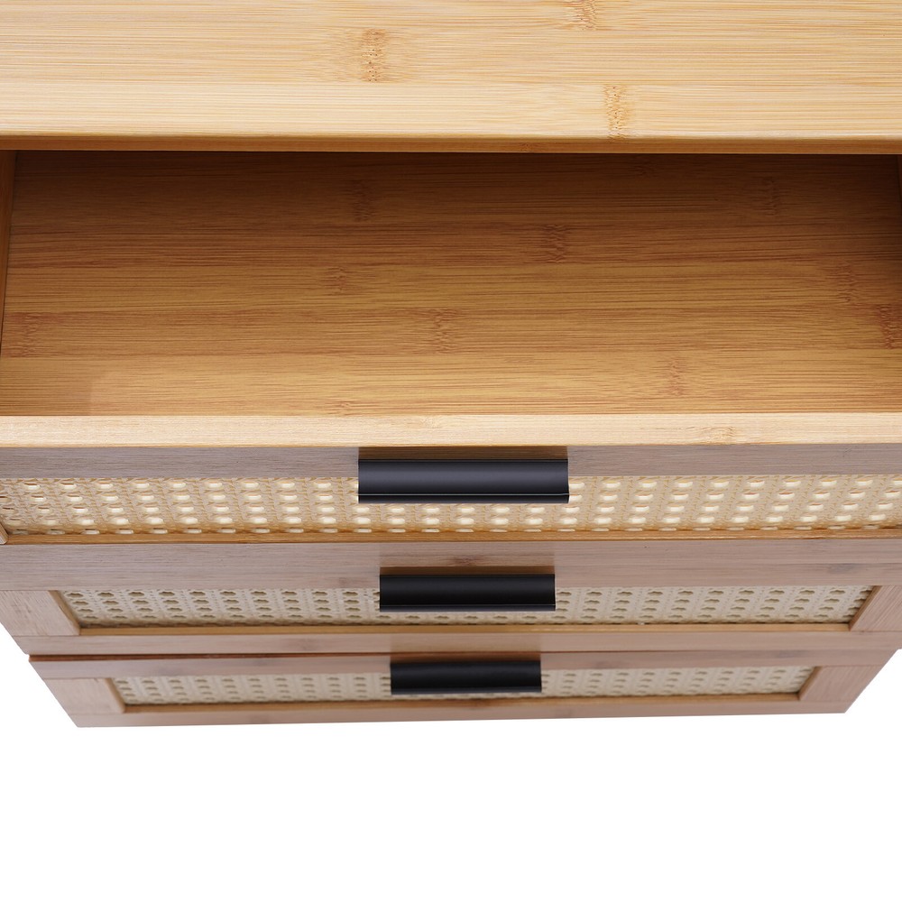 Bedroom Bedside Table Nightstand End Side Bamboo Organizer 3-Drawer Storage
