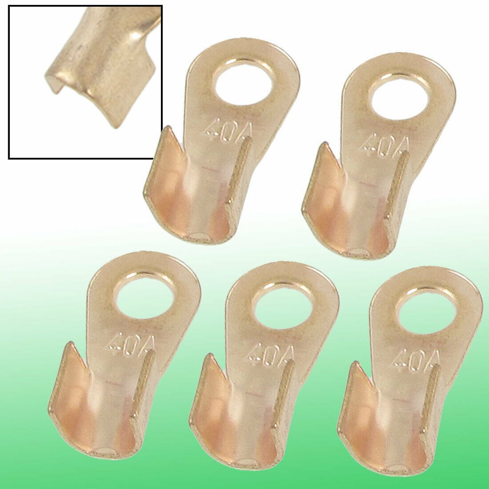 5 x Open Cable Connector Ring Tongue Copper Passing Through Terminal 40A