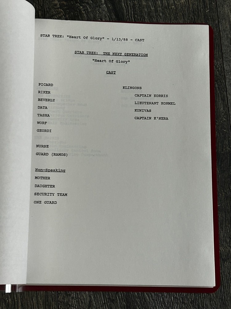 STAR TREK Script The Next Generation Heart Of Glory Revised Final Draft Jan 1988