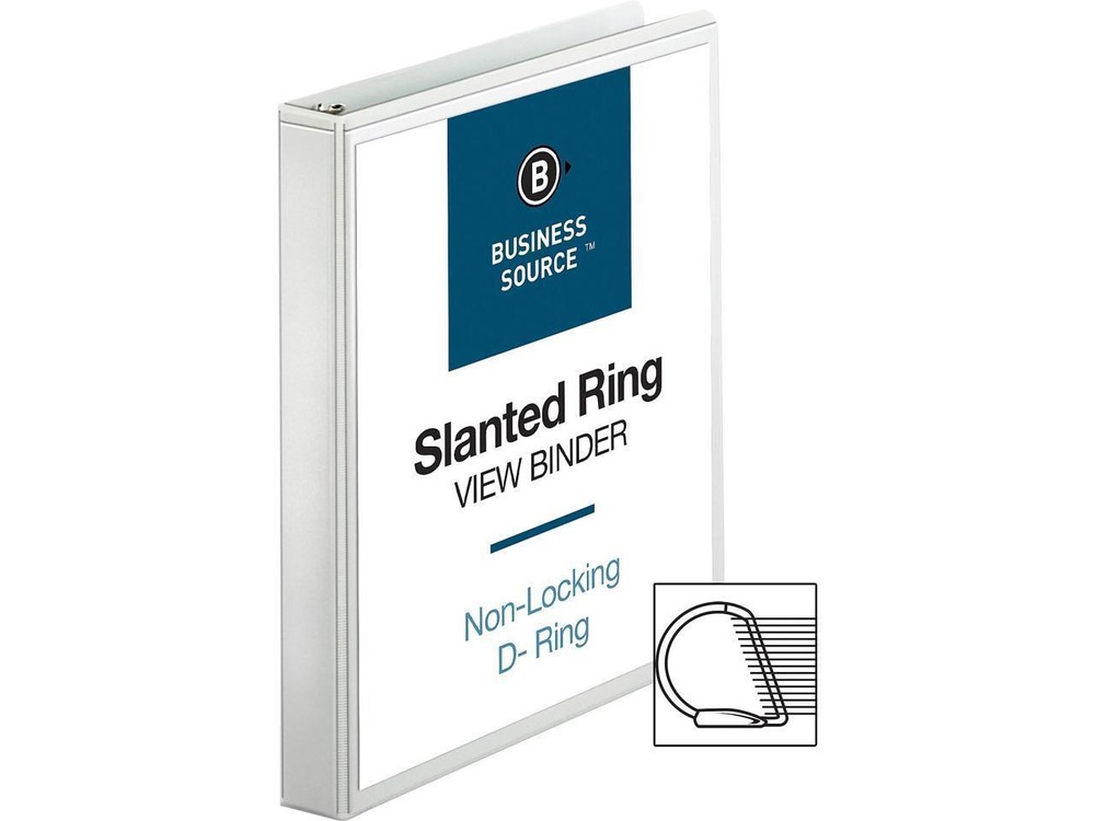 Business Source D-Ring Binder w/ Pockets 1" Capacity White 28440