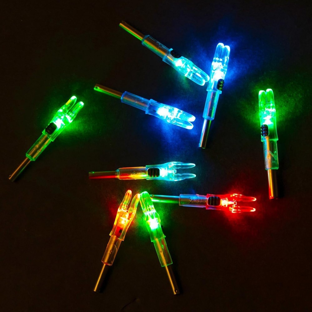 6-Pack High-Performance LED Arrow Nocks for Archery - Fits Multiple Diameters