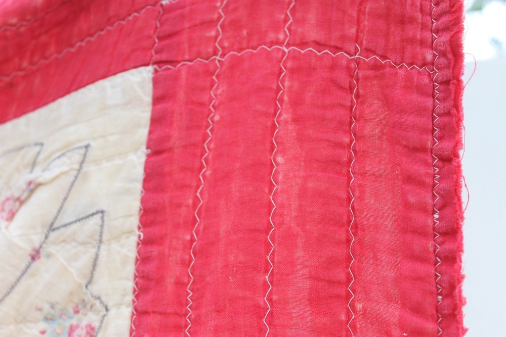 Antique Heirloom Butterfly Turkey Red Cutter Patchwork Quilt
