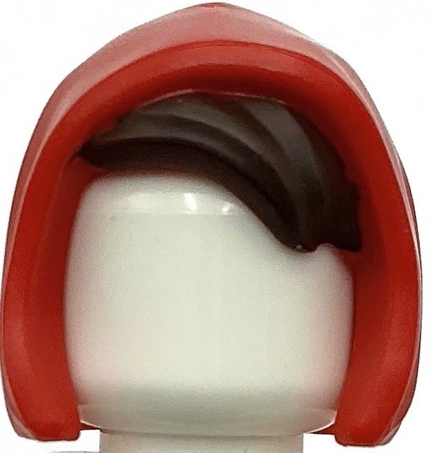 Lego New Red Minifigure Headgear Hood Basic with Dark Brown Bangs Pattern