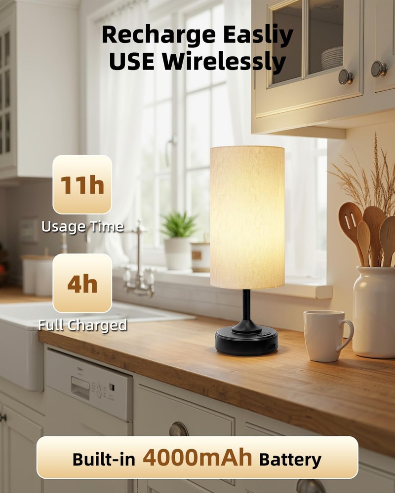 2 PCS Wireless Dimmable Ambient Light 2700K Timer Touch Portable Desk Lamp