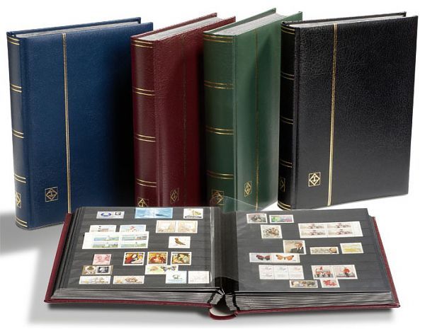 Stamps Collecting Album Premium Leather Stockbook + Slipcase 9 x 12 64 Black Pgs