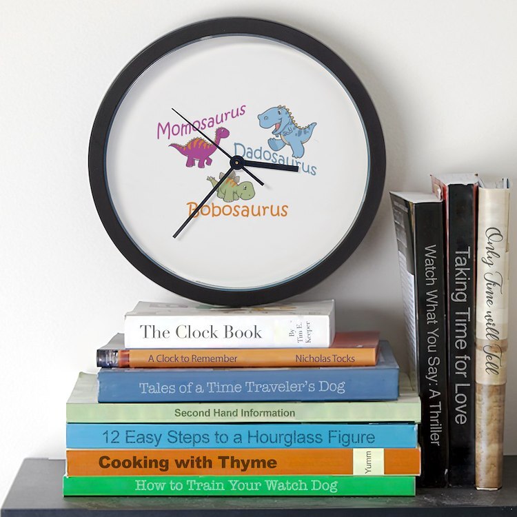 CafePress Mom, Dad & Bobosaurus 10" Wall Clock (218447604)