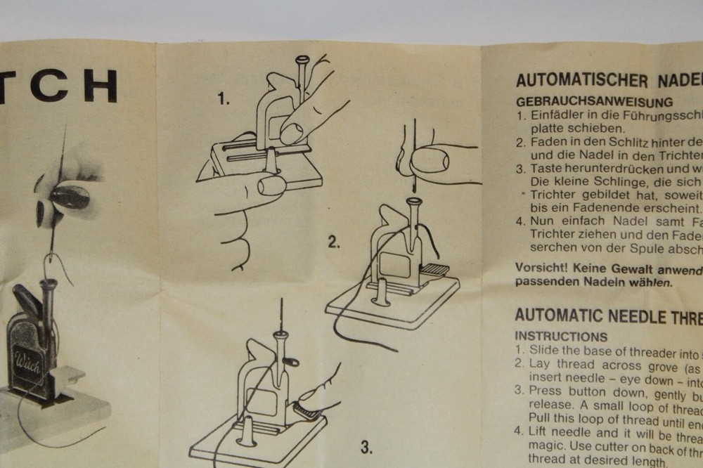 Vintage Witch Automatic Needle Threader with lnstructions Made in Germany - NOS