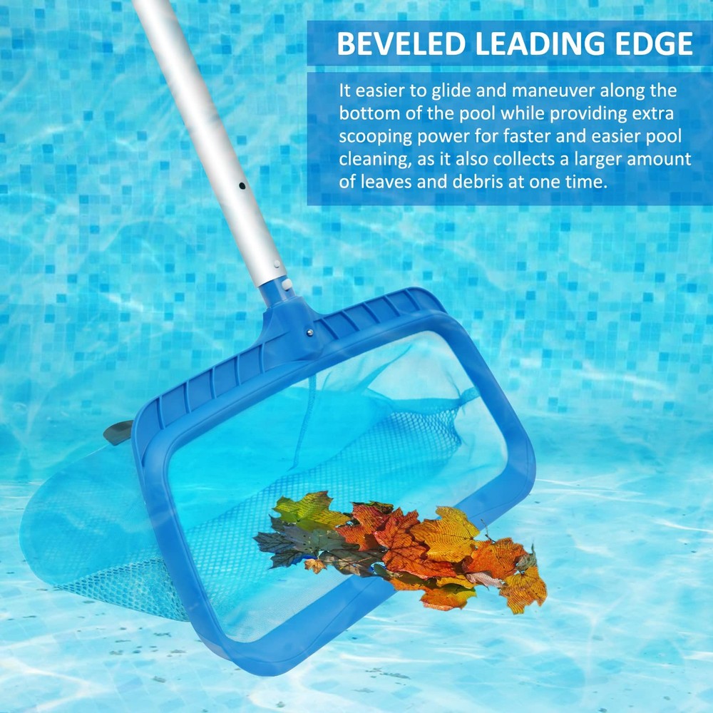 Pool Skimmer Net Fine Mesh Leaf Rake DoubleLayer Deep Bag