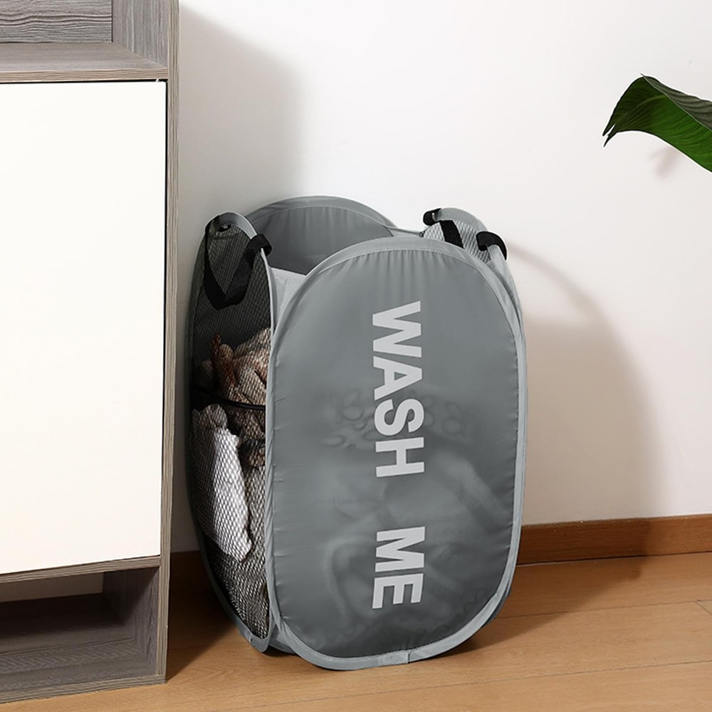 Collapsible Mesh Pop Up Laundry Hamper 2Pack Foldable Laundry Basket for clot...