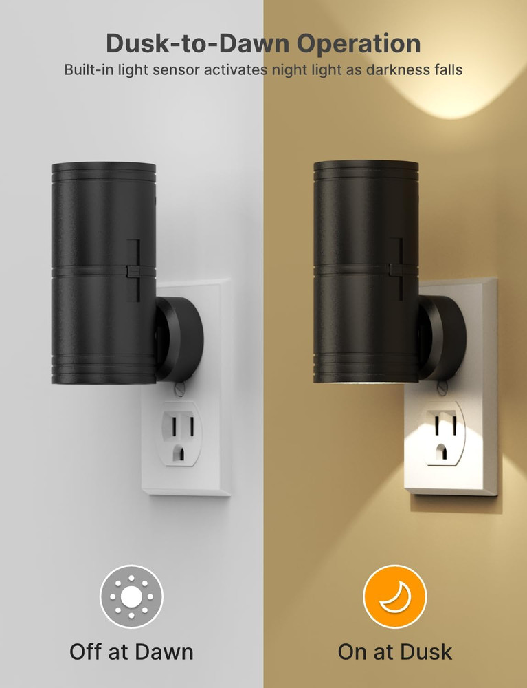 Night Light Plug into Wall, 4 Pack Dimmable LED Nightlight with Dusk to Dawn Sen