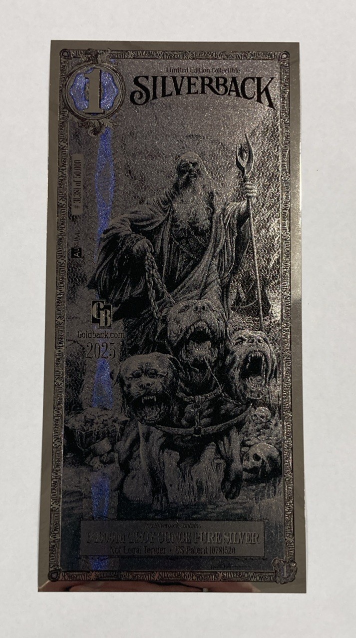 2025 Silverback Hades Olympus 1/1000 OZ .999 Silver Note Limited Edition IN HAND