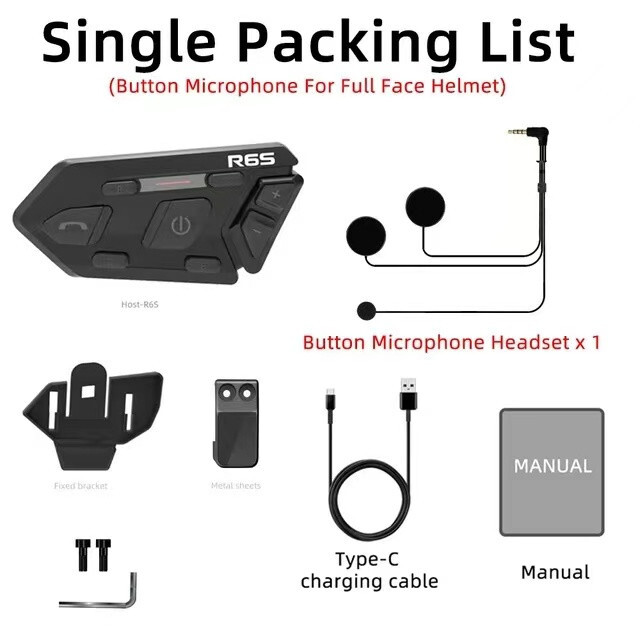 6 Riders Helmet Headset Motorcycle Bluetooth Intercom Wireless Communication