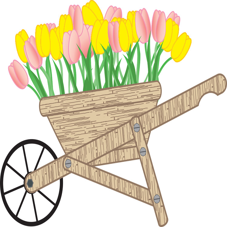 30 Custom Spring Tulips in Wheelbarrow Personalized Address Labels
