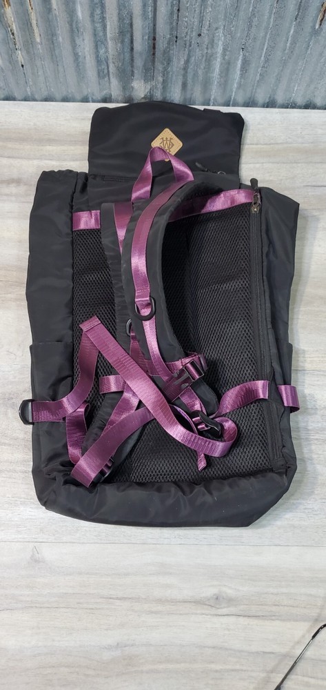 School Supply Backpack Black And Purple Sheen