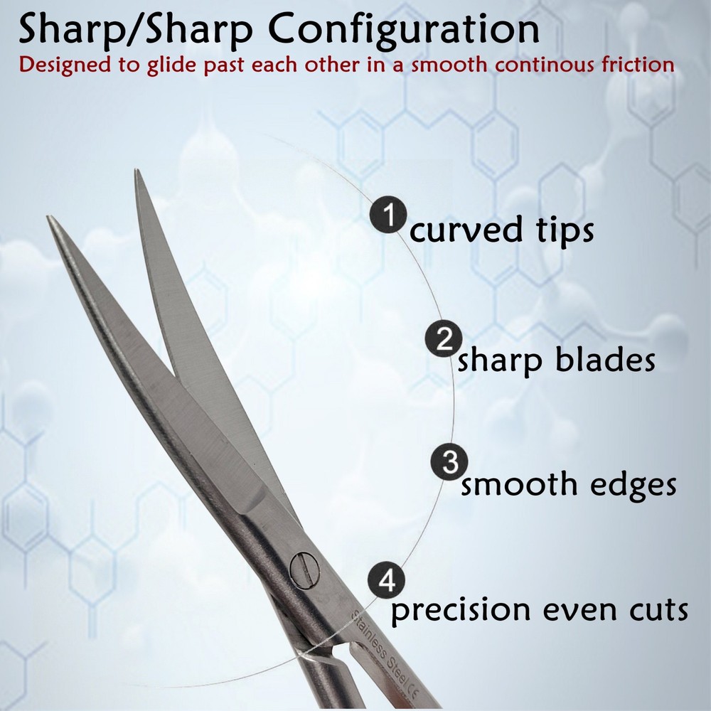 Operating Scissors, Sharp/Sharp, Curved Blades - 6.5"Stainless Steel CE