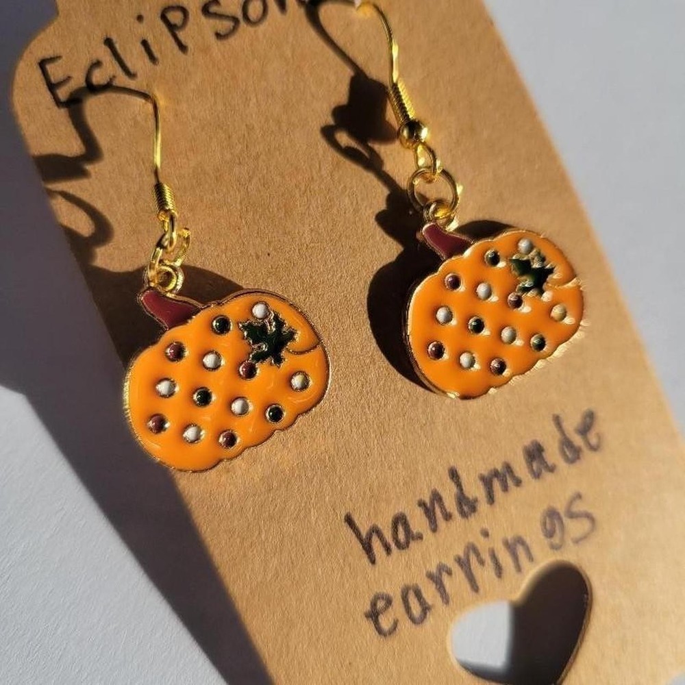 Handmade Gold Pumpkin Earrings