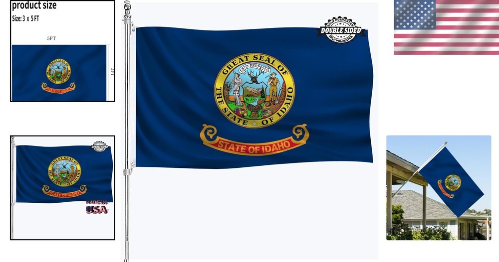 3x5 Idaho State Flag - Double Sided, Weather Resistant & Durable