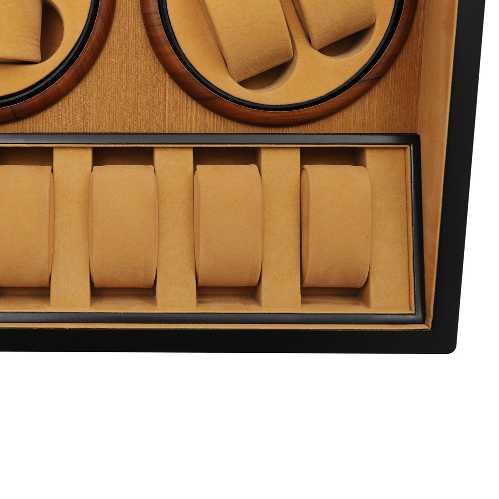 8+5 Pine Automatic Watch Winder Box With LED Light Storage Case 4 Winding Modes
