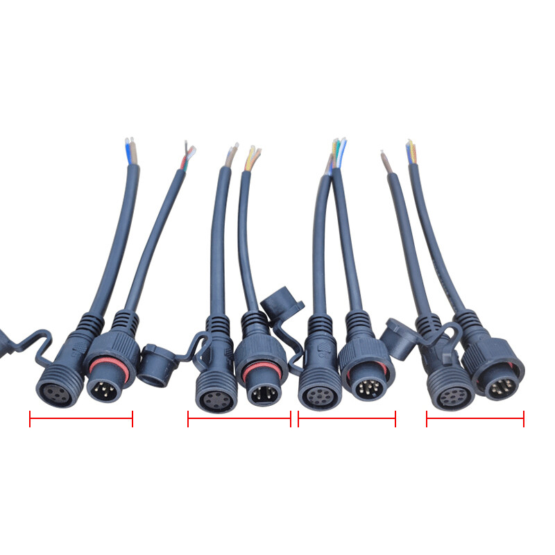 2-8Pins Waterproof Cable Wire Connector W/Cap Electrical Plug Socket Power IP68