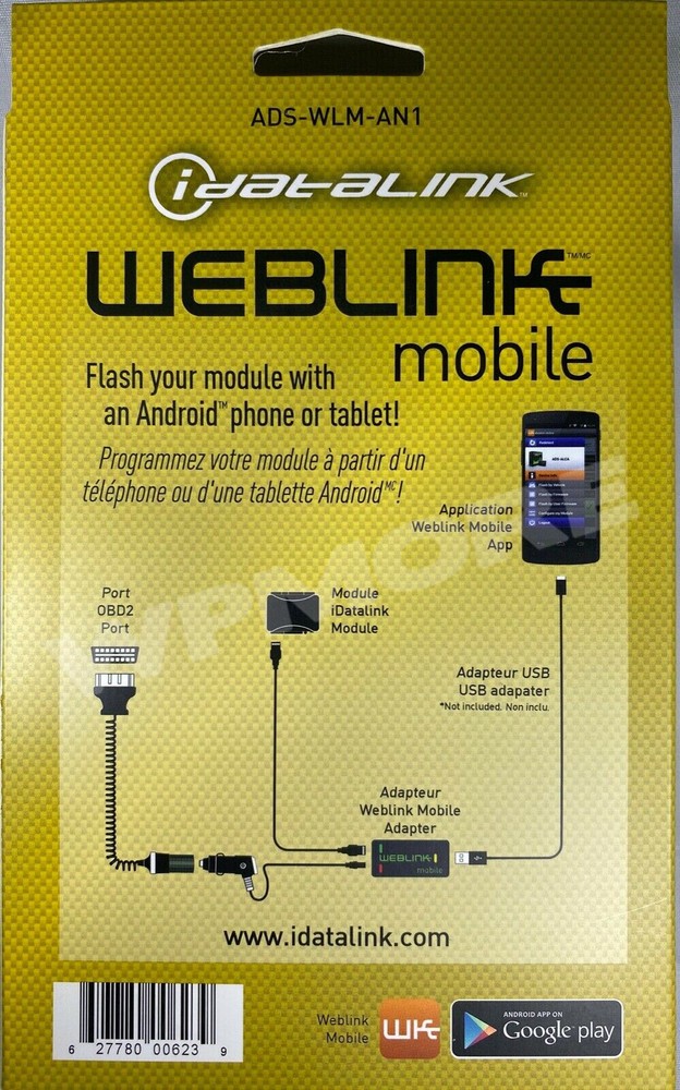 iDATALINK ADS-WLM-AN1 Weblink Mobile Programming Cable for Android Phone Tablet