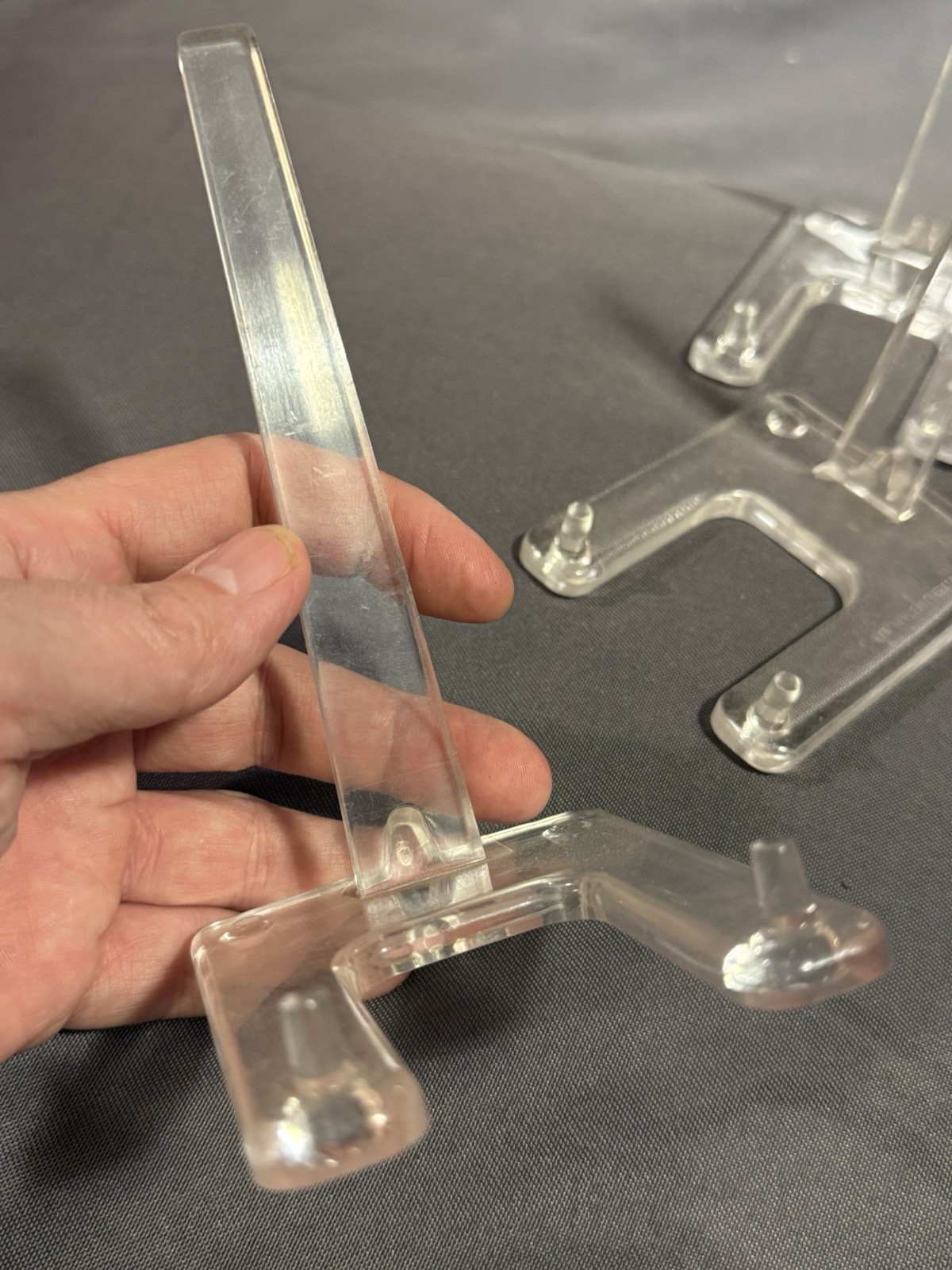 Lot of 5 Clear Acrylic Lucite Easel Plate Platter and Painting Display Stand