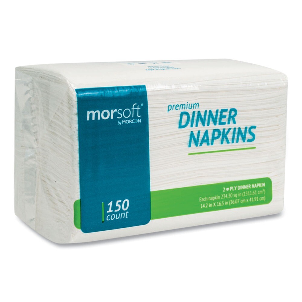 Morcon Paper 3466 Morsoft 14.5" x 16.5" 2-Ply Dinner Napkins - Wht 3,000/CT New