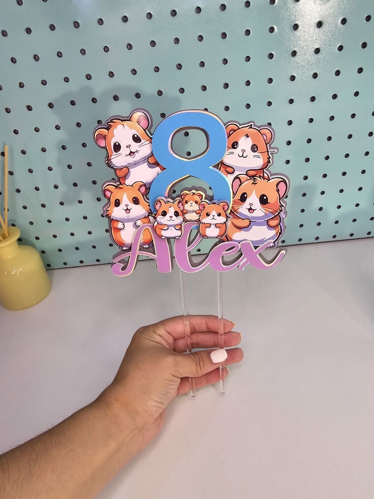 Personalized Cake Topper Hamster Theme