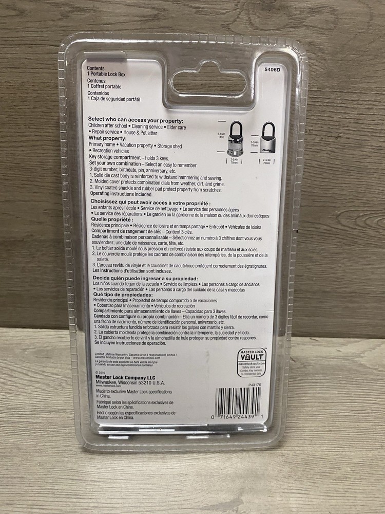 Master Lock Select Access Lock Box Key Compartment 3 Digit Code Security 5406D