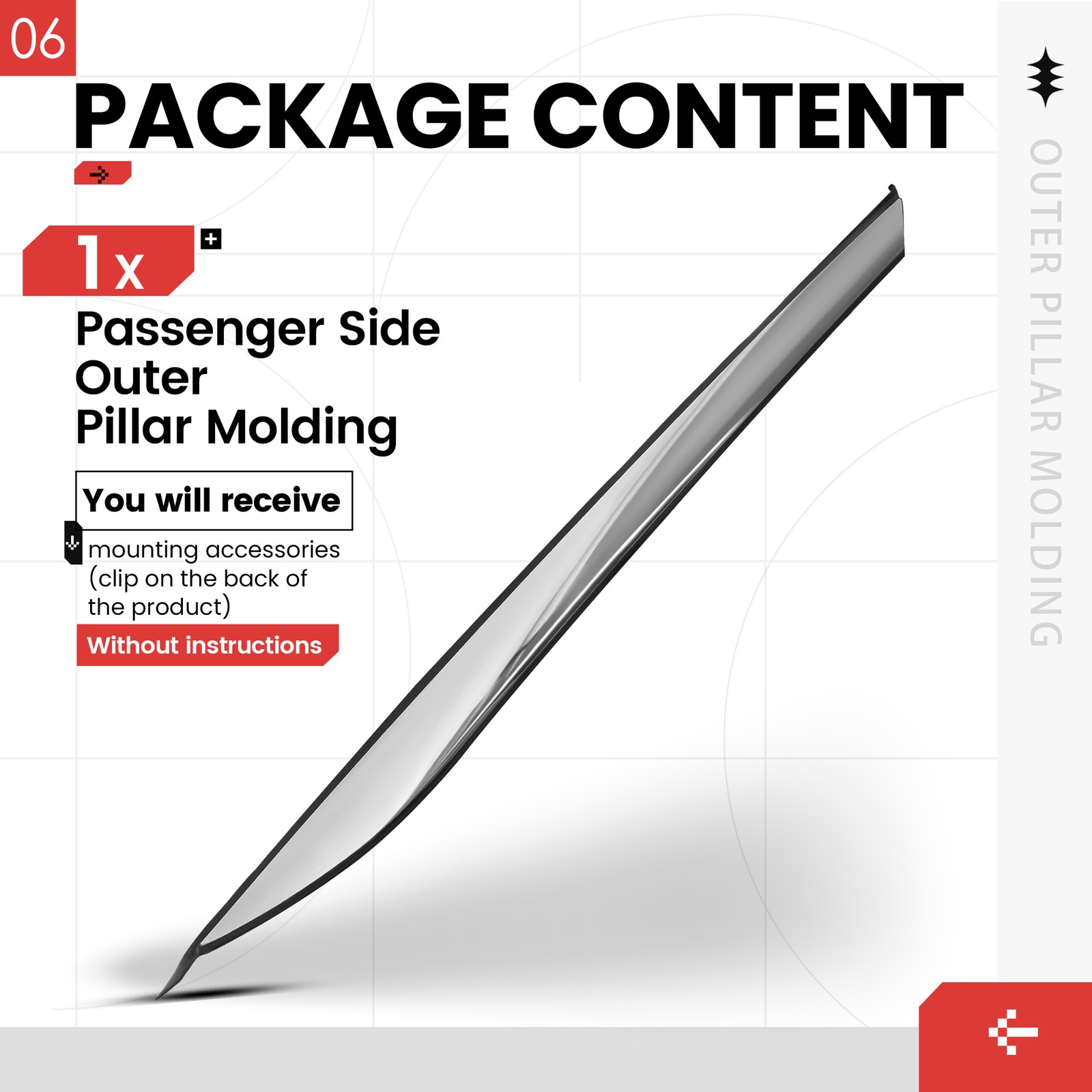 Right Outer Pillar Molding Trim Quarter Panel For 2011-16 Kia Optima 878602T000