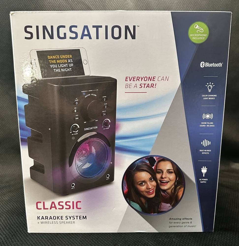 Singsation Classic Karaoke System Bluetooth Compatible W/Cord And Microphone EUC