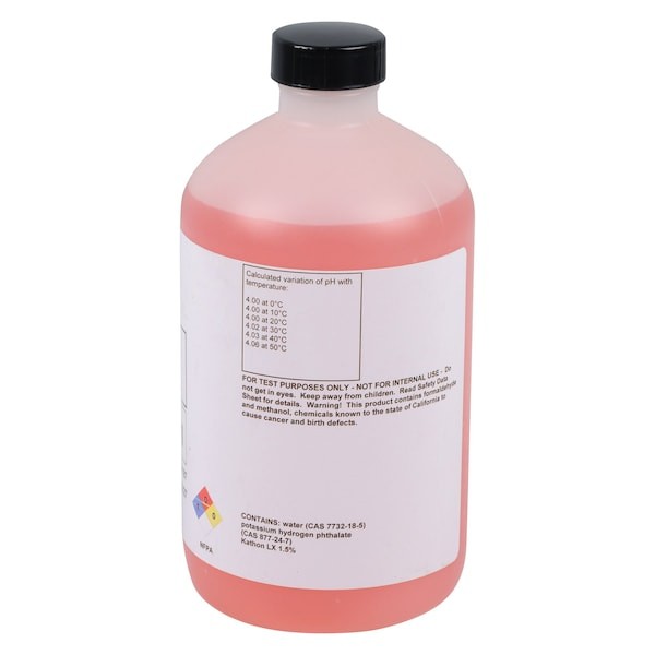 Red Buffer Solution, Ph 4.00, 500Ml, Plastc, 793En7
