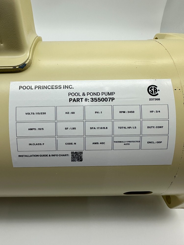 011512 -WhisperFlo HighPerformance 3/4HP Pool Pump replacement PC&G