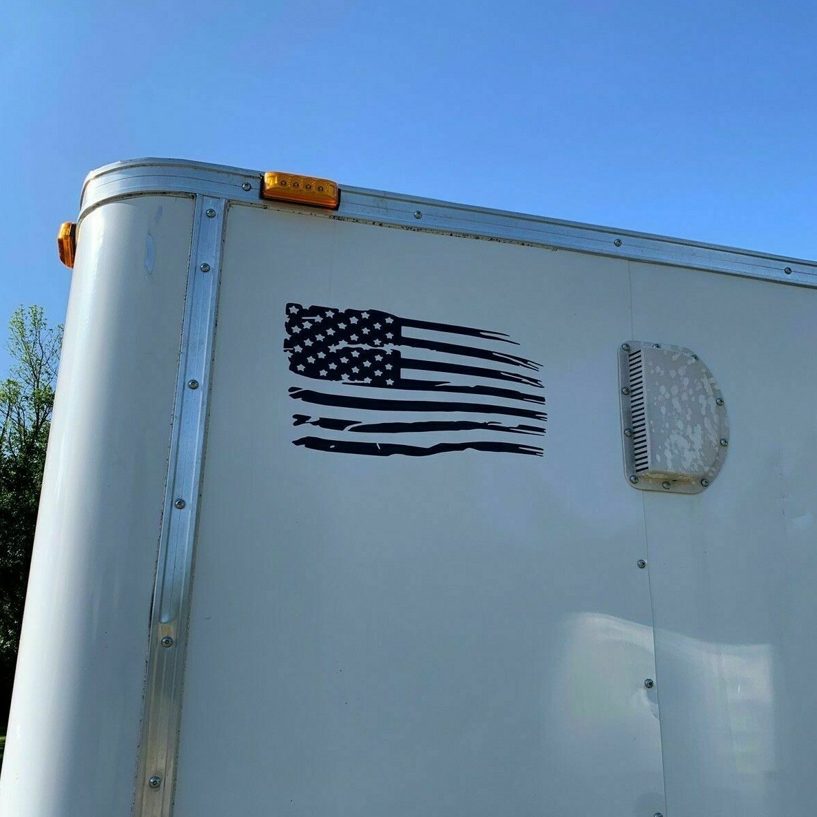 Distressed Tattered American Flag Vinyl Decal Sticker | Ripped Torn USA SET of 2