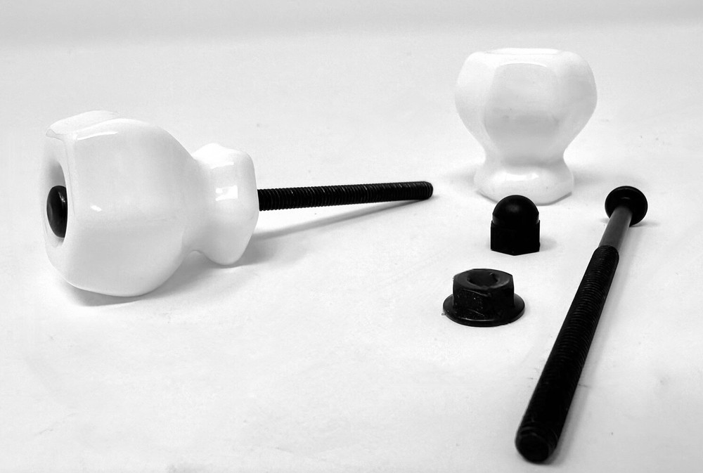 Two Drawer pulls Hexagonal Glass with Oil Rubbed Bronze Bolt