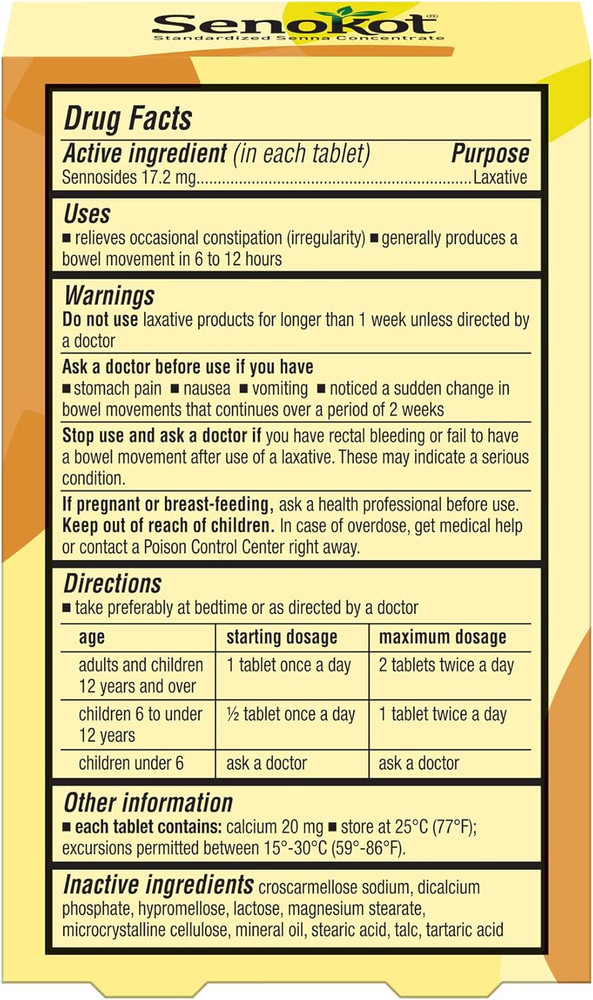 Extra Strength Natural Vegetable Laxative Ingredient Tablets, Senna Concentrate