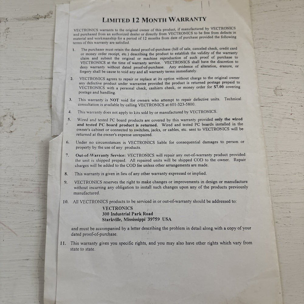 Vectronics LP-30 Low Pass Filter Information Page