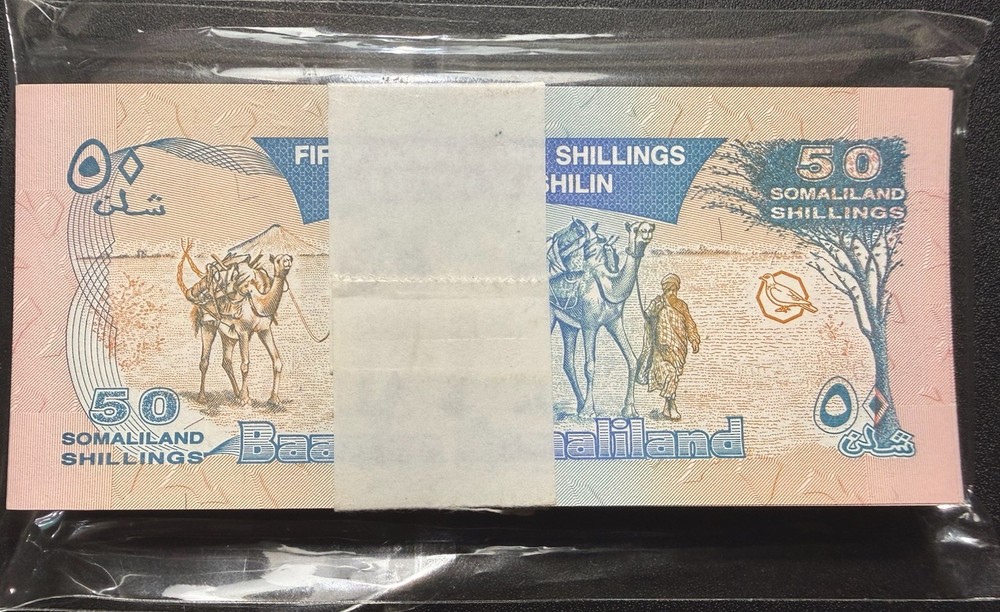 Somaliland 50 Shillings 2002 UNC 25 BUNDLE PACK Pick-7D