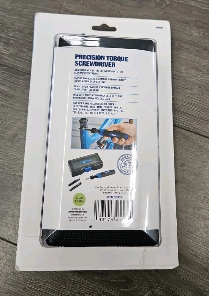 Quinn Precision Torque Screwdriver Adjustable 22 Pc Set w/ Bits Case - NEW