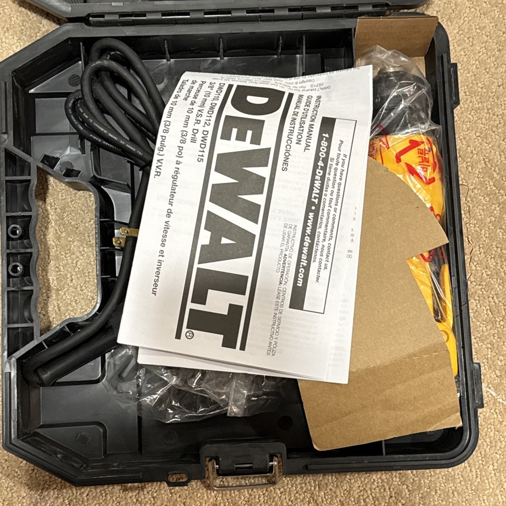 Dewalt Drill, 8.0-amp, 3/8-inch, Variable Speed Trigger, Mid-handle Grip For