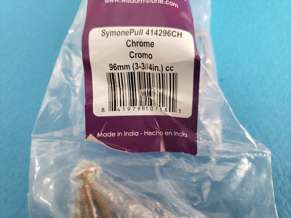 Wisdom Stone SymonePull 414296CH, 3-3/4"-Centers, Chrome, w Mounting Screws, NEW