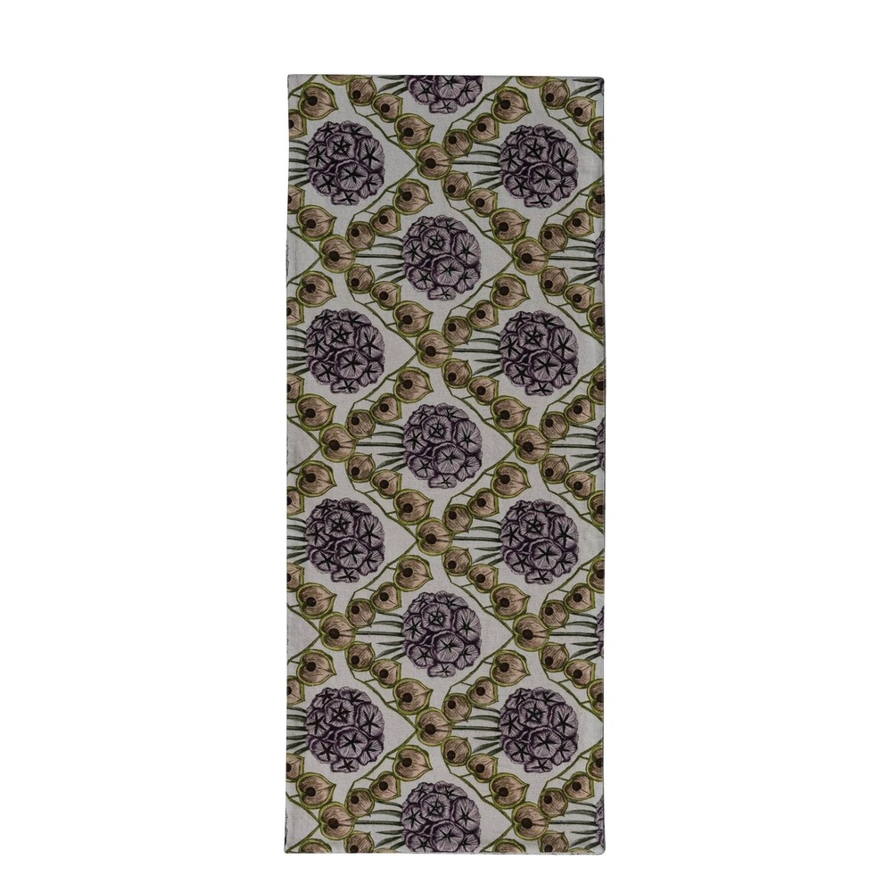 Creative Co-Op Cotton and Linen Printed Table Runner with Flower Pattern, Mul...