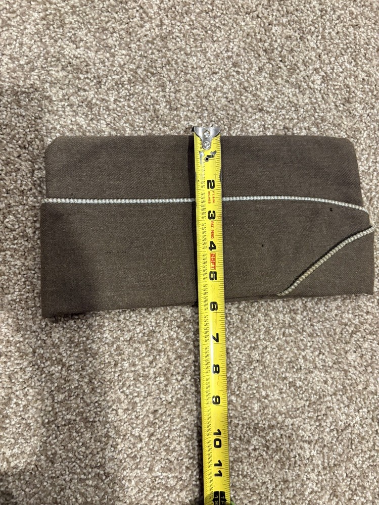 Garrison US Army Hat Cap, original post WWII infantry oversees, olive green wool