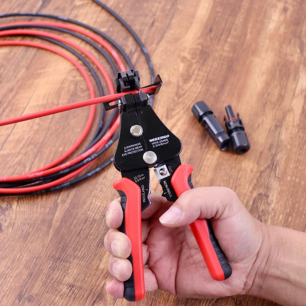 Automatic Solar Wire Solar Cable Stripper/Wire Cutter, 3 in 1 Adjustable Wire St